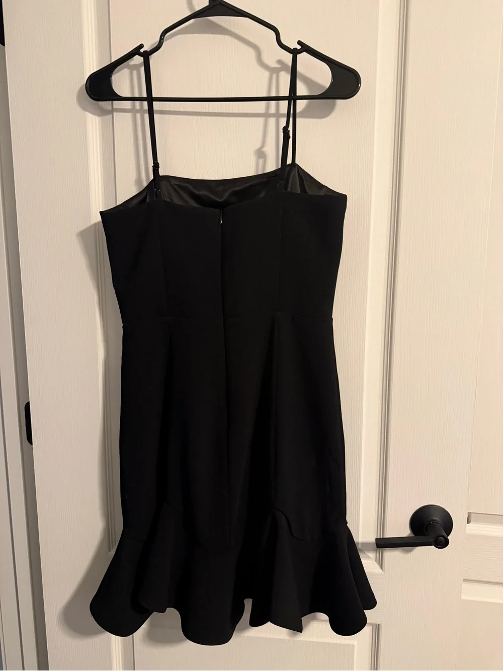 Bardot Black Spaghetti-Strap Midi Dress with Ruffle Hem
